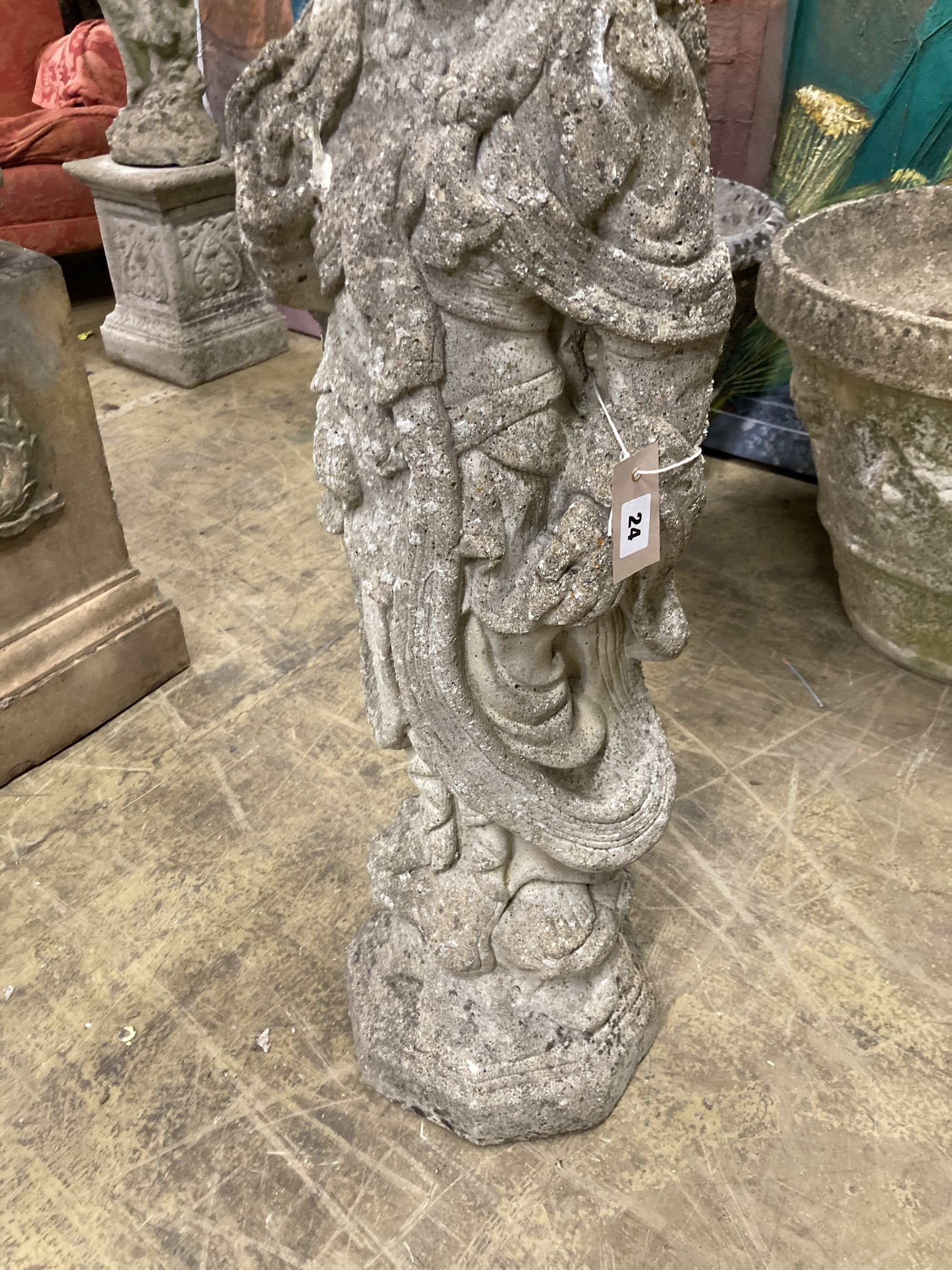 An Asian style reconstituted stone garden ornament, height 66cm